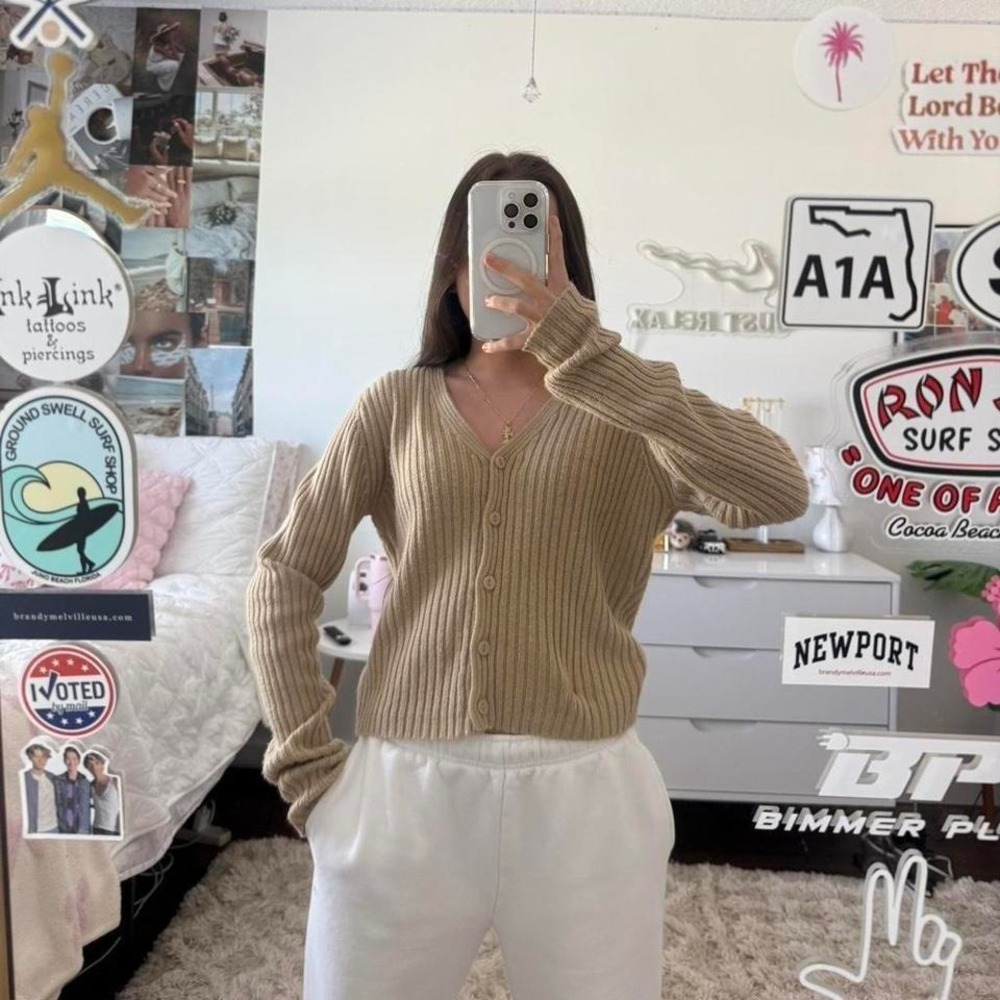 brown pretty little think‎ cardigan sweater